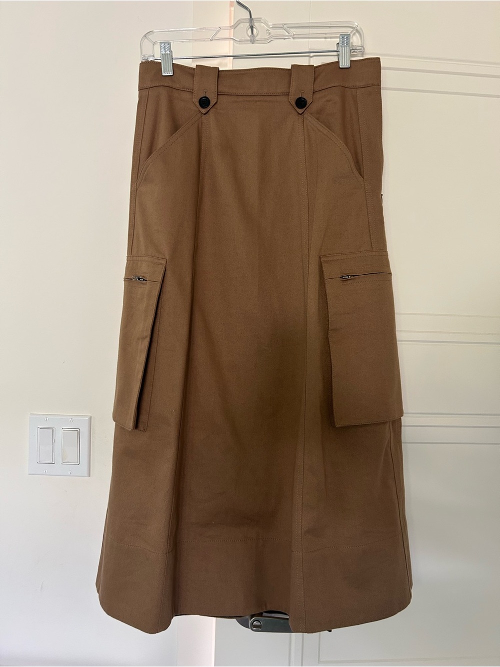 NWOT Me + Em Brown Utility Pocket Midi Skirt